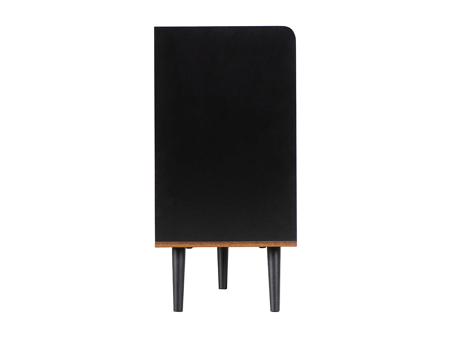 Buffet 117.5x40x80 cm, 2 portes coulissantes striées, 3 tiroirs, étagères réglables, MDF, panneau de particules, noir et bois