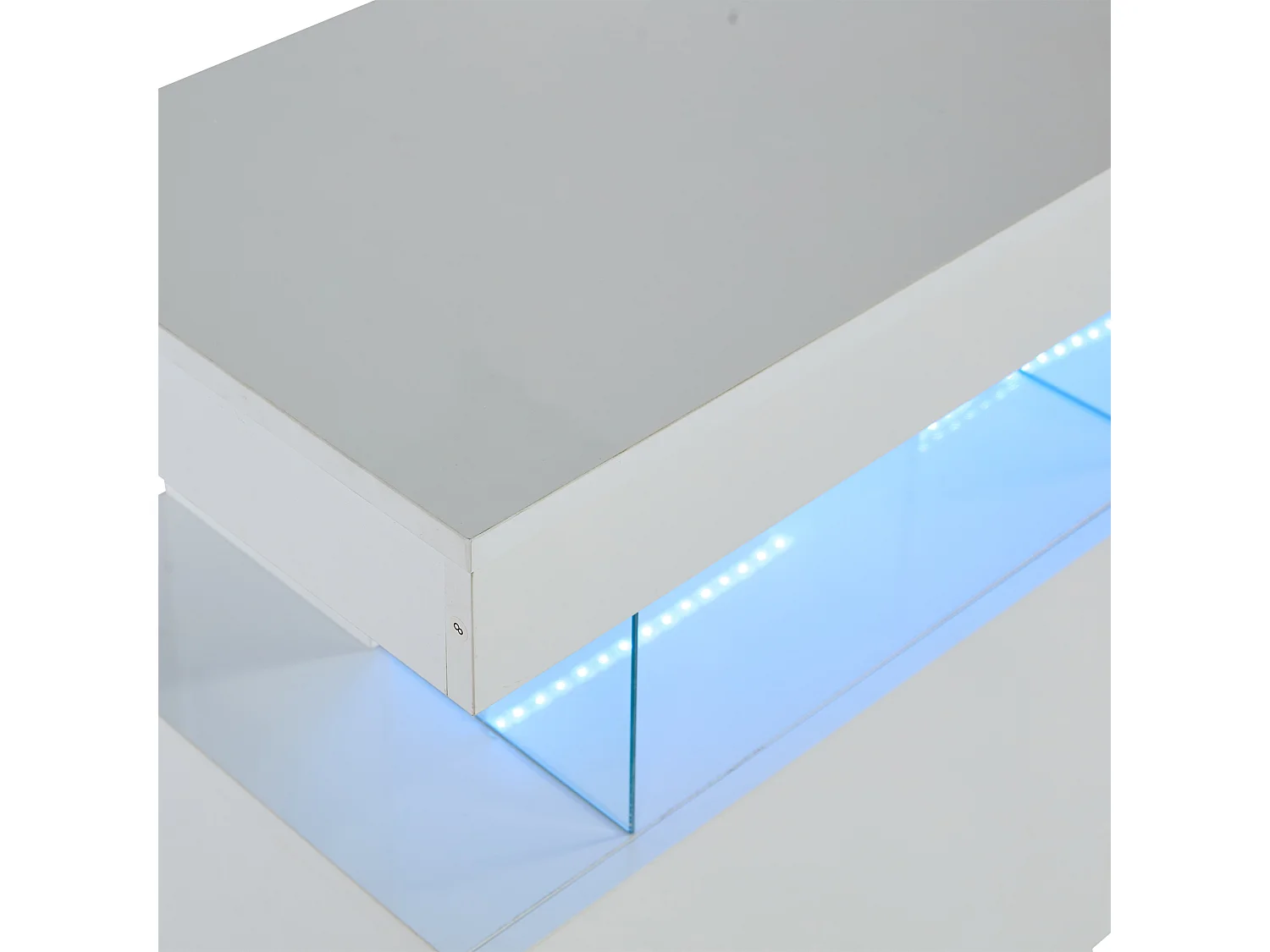 Buffet 140x35x80 cm LED 2 portes 3 tiroirs meuble de rangement en bois - blanc