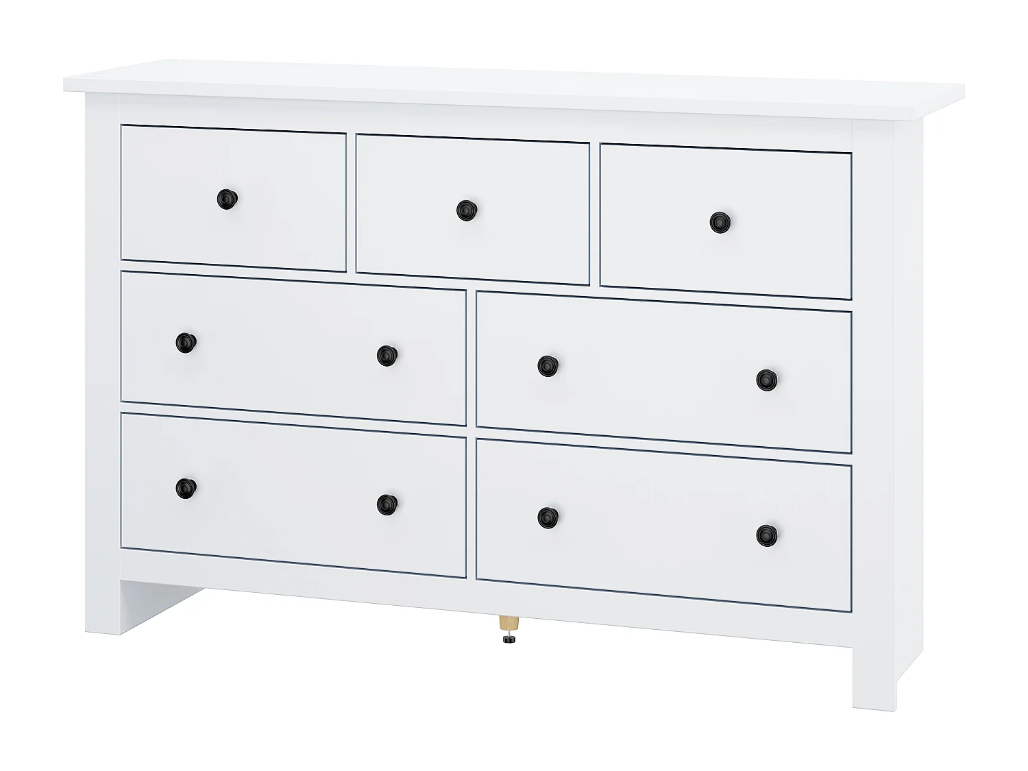 Commode 152x40x88.5 cm avec 7 tiroirs - meuble de rangement - buffet en bois - blanc