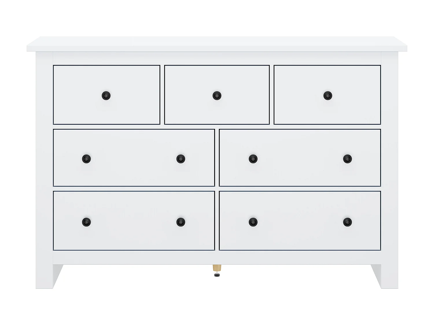 Buffet 152x40x88.5 cm, 7 tiroirs, grand espace de rangement, glissières fluides, panneaux de particules blanc