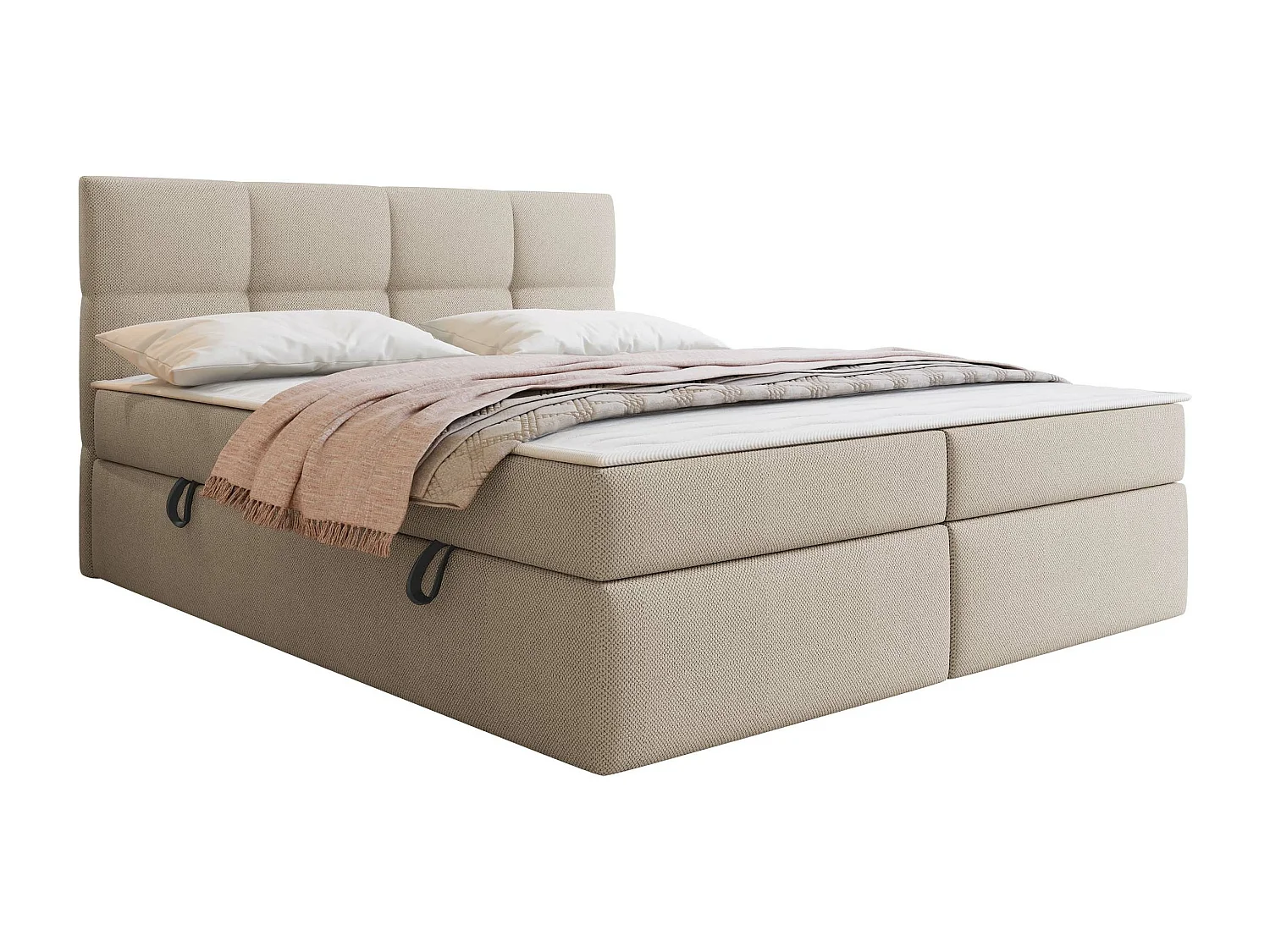 Lit continental ComfiDream 187, Double, Continental, Brun clair, 160x200, Tissu, 163cm