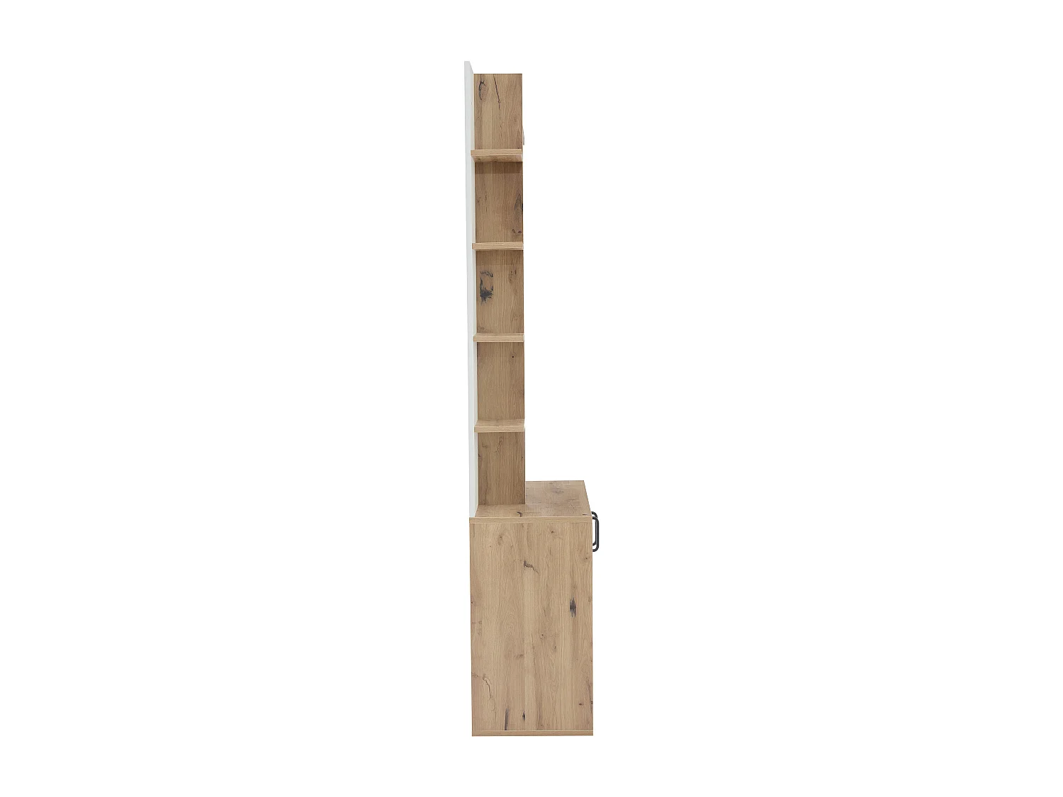 Meuble d'entrée 75x33x180 cm, 6 étagères ouvertes et 1 placard fermé, rangement chaussures, panneaux de particules, bois naturel et blanc