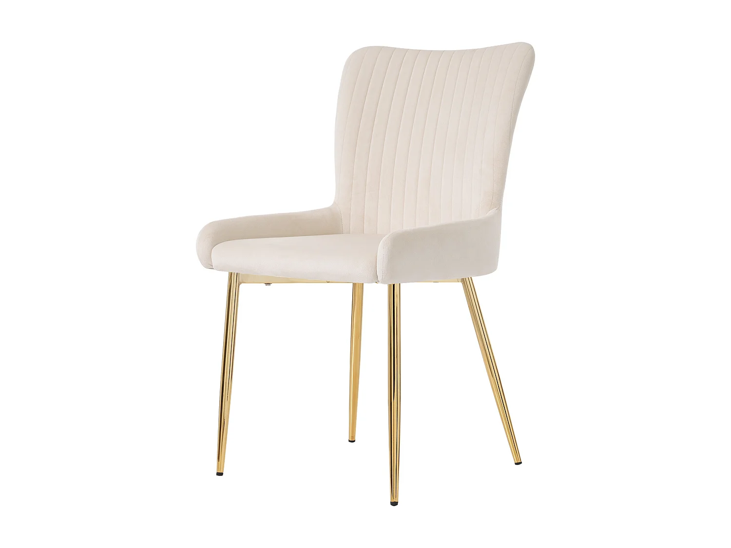 Lot de 2 chaises de salle à manger, confort lounge, soutien lombaire, pieds en métal doré, velours beige