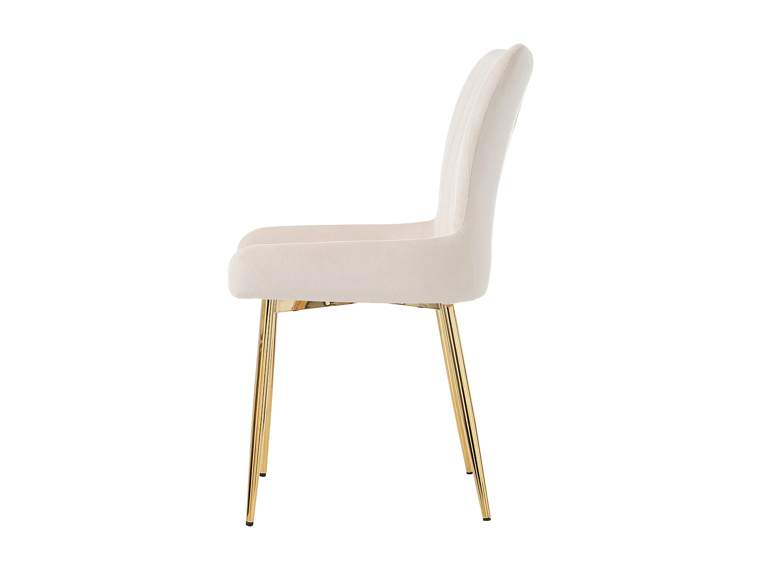 Lot de 2 chaises de salle à manger, confort lounge, soutien lombaire, pieds en métal doré, velours beige