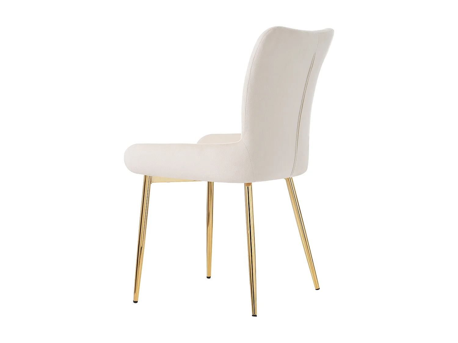 Lot de 2 chaises de salle à manger, confort lounge, soutien lombaire, pieds en métal doré, velours beige