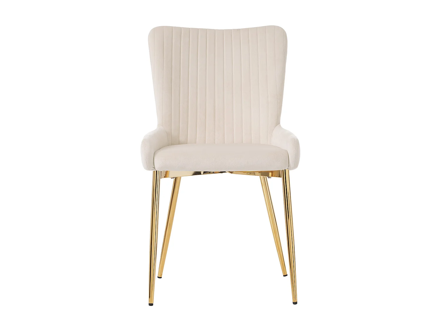Lot de 2 chaises de salle à manger, confort lounge, soutien lombaire, pieds en métal doré, velours beige