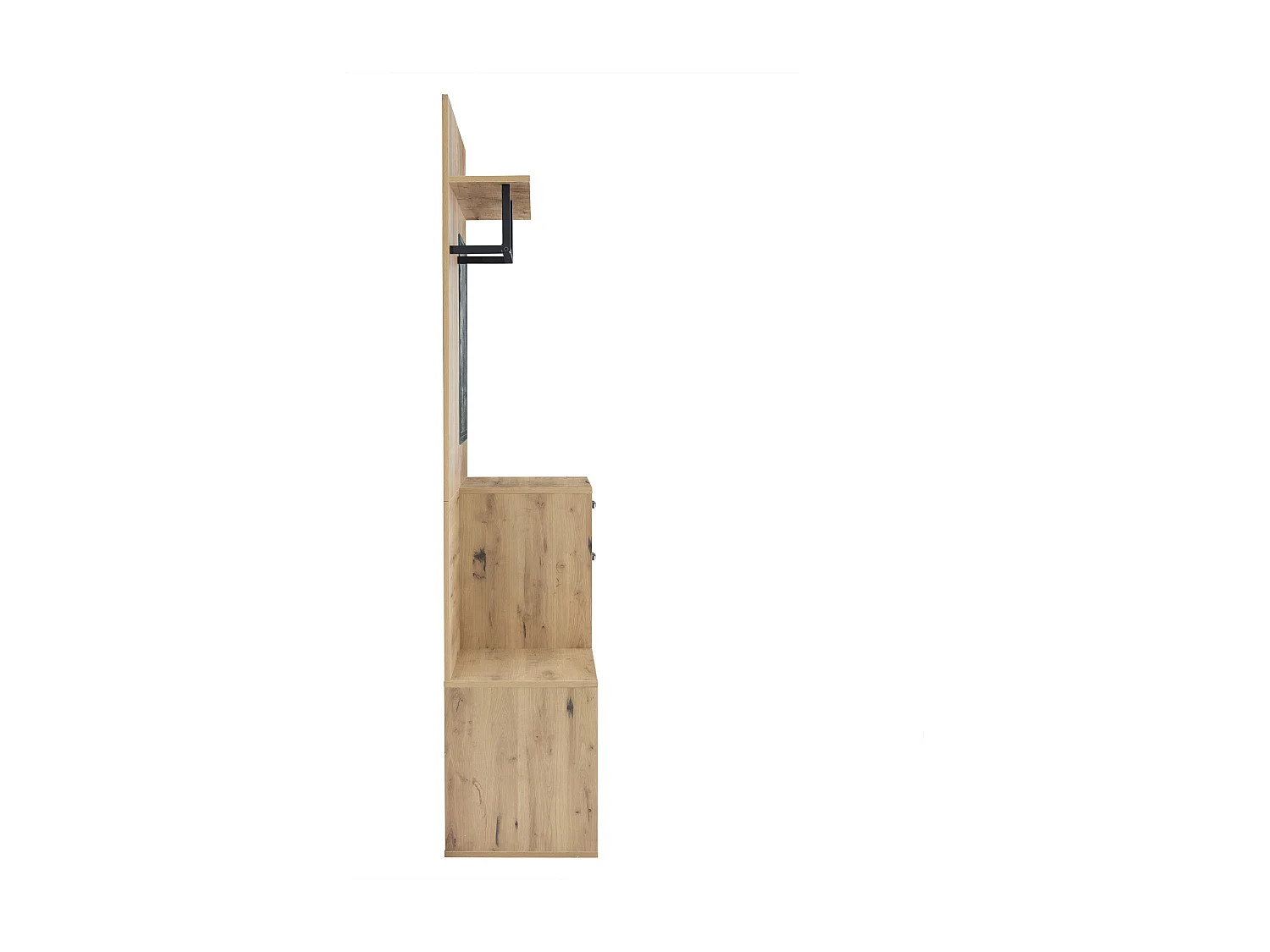 Vestiaire d'entrée 100x38.5x190 cm, miroir, banc à chaussures, 1 tiroir, panneau de particules, blanc et naturel