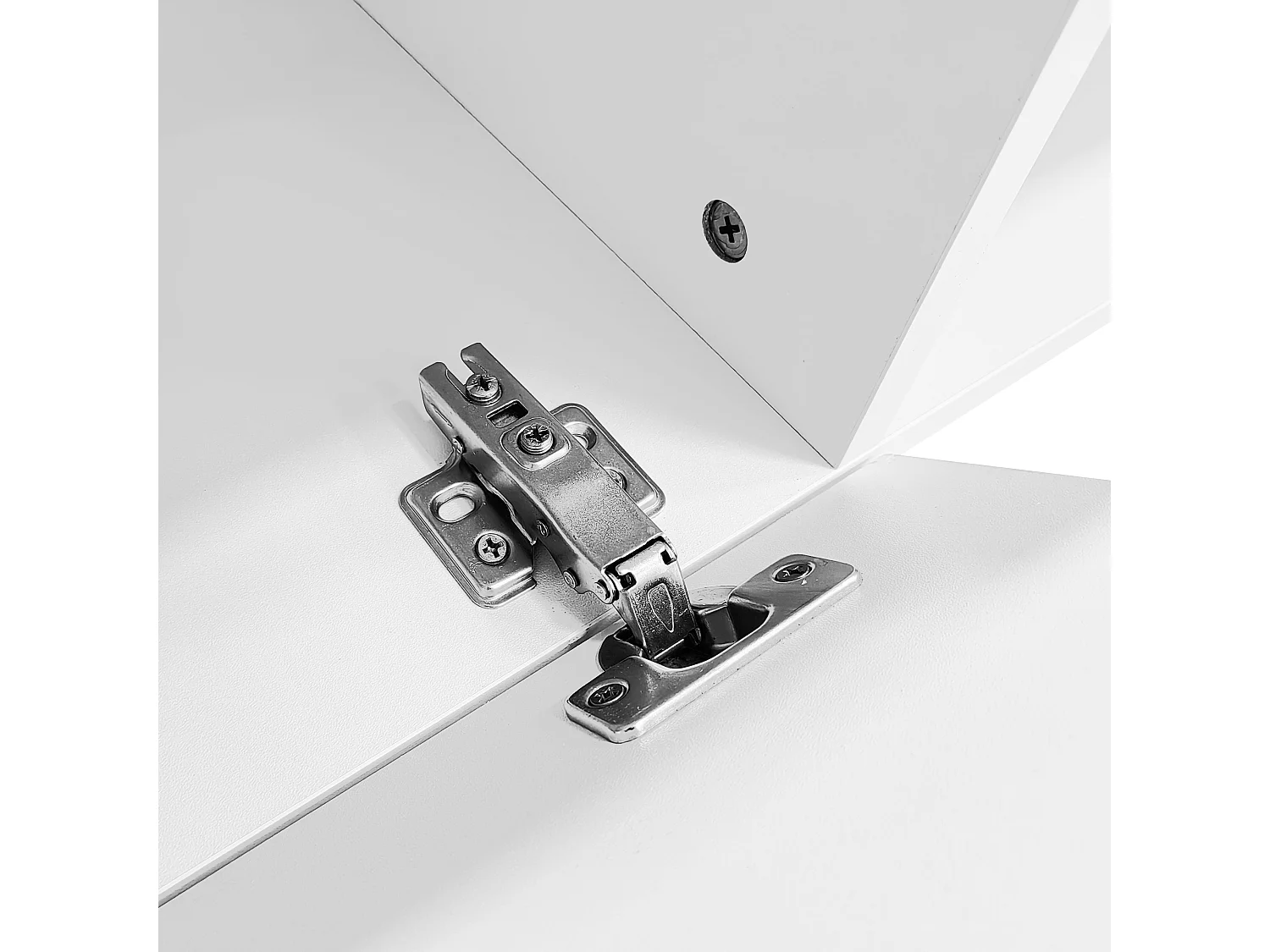 Meuble TV 160x31x22 cm suspendu LED salon avec 2 portes et rangement ouvert en bois - blanc