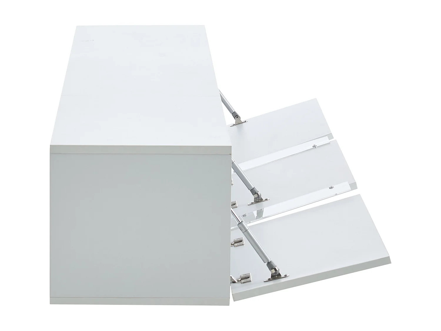 Meuble TV 180x35x30 cm  LED salon avec 3 portes et rangement - bois - blanc