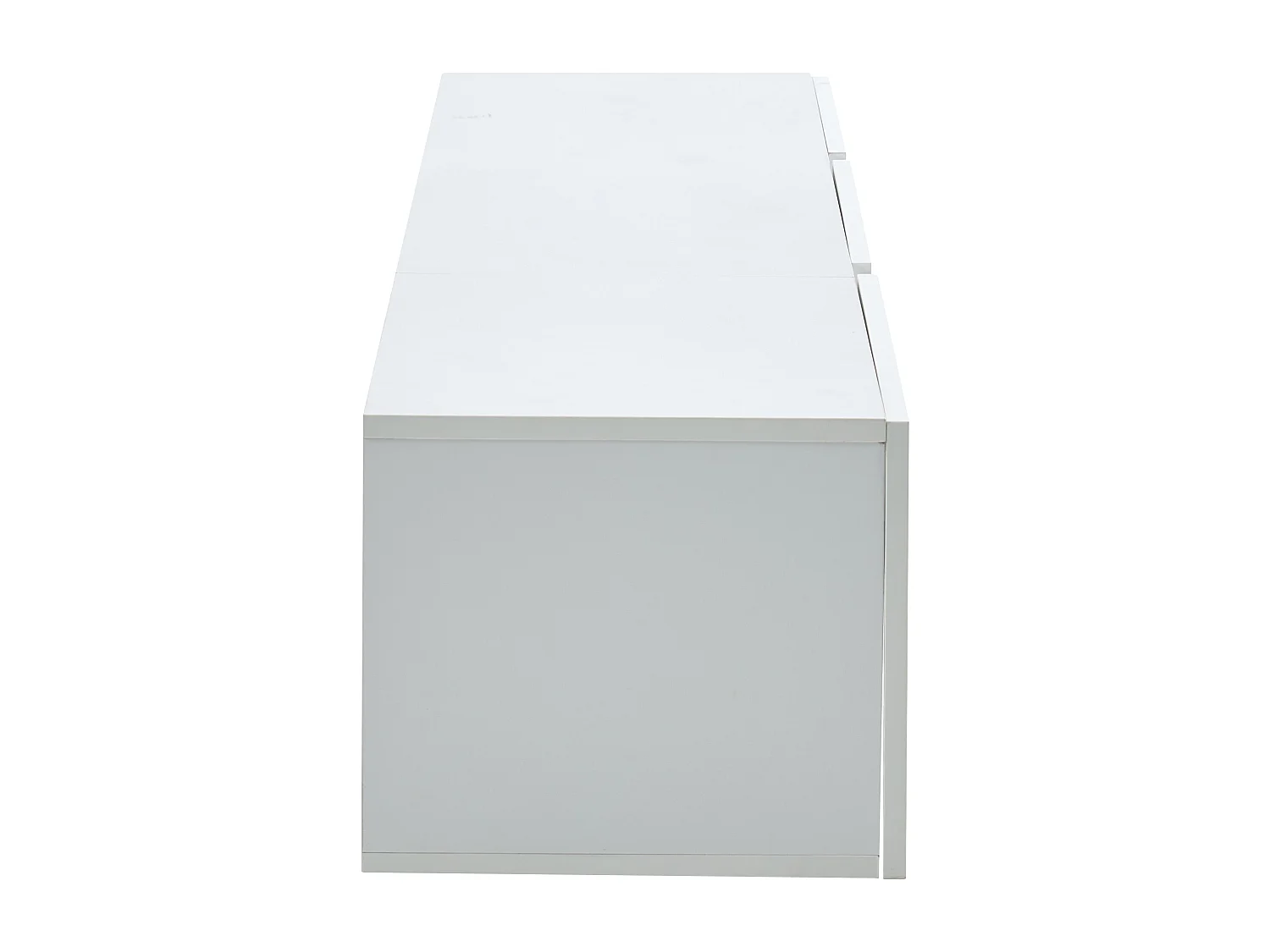 Meuble TV 180x35x30 cm  LED salon avec 3 portes et rangement - bois - blanc