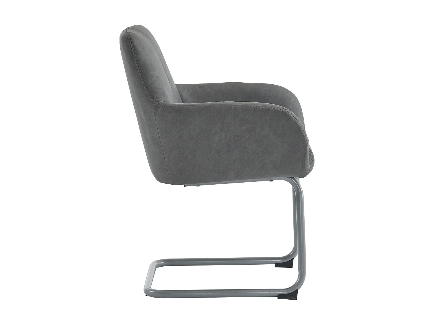 Lot de 2 chaises à manger en similicuir avec accoudoirs et dossier - pieds en métal arqués - gris