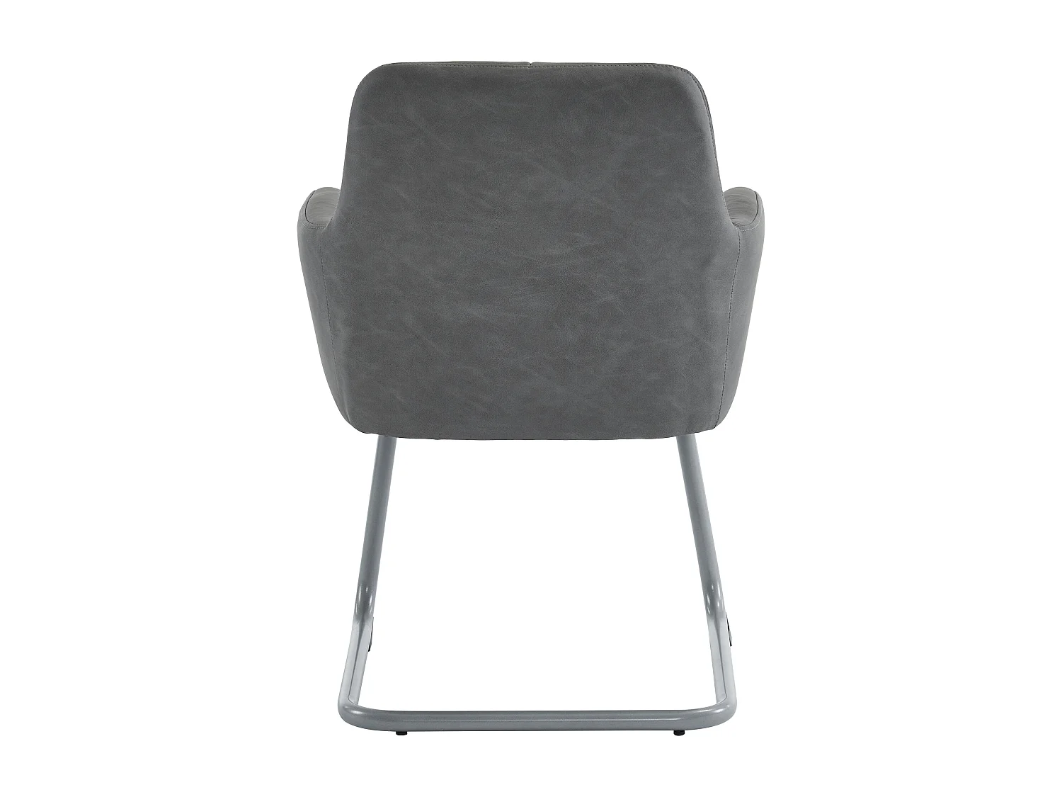 Lot de 2 chaises à manger en similicuir avec accoudoirs et dossier - pieds en métal arqués - gris