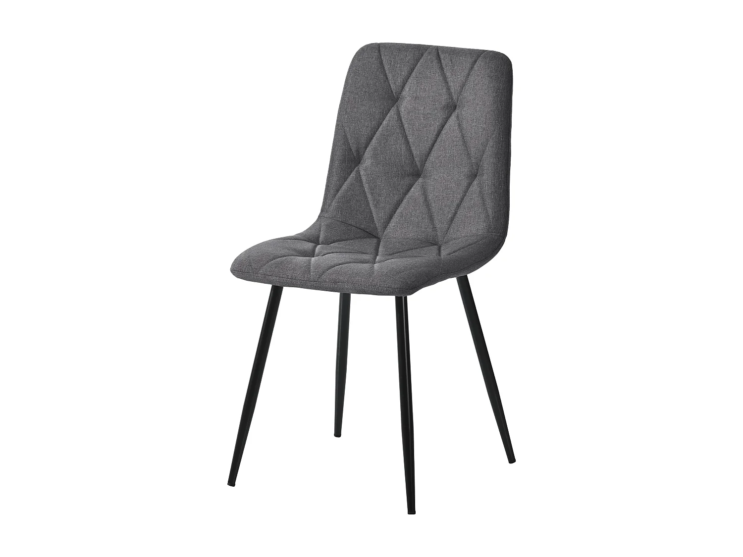 Lot de 4 chaises à manger en lin avec dossier rembourré - pieds en métal noir - gris
