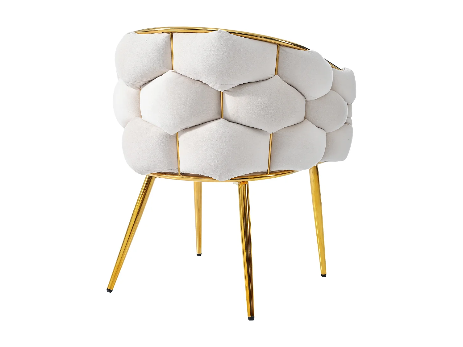 Chaise de salle à manger en velours, dossier doré, soutien en mousse, pieds avant réglables, beige