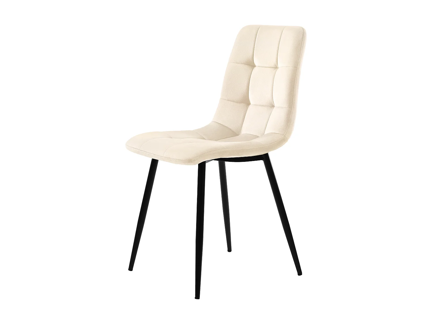 Lot de 4 chaises à manger en velours avec dossier rembourré - pieds en métal noir - beige