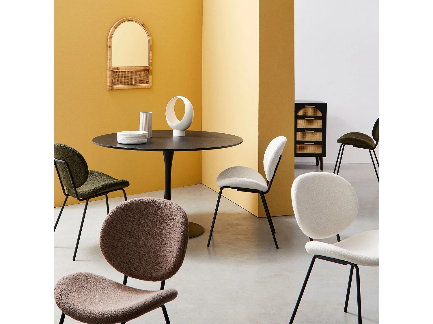 Chaises de salle à manger design en tissu bouclette (lot de 2) - KIM