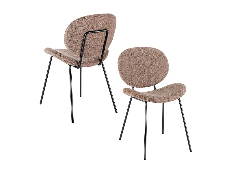 Chaises de salle à manger design en tissu bouclette (lot de 2) - KIM