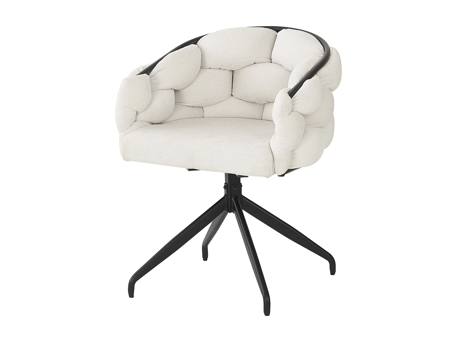 Lot de 2 chaises pivotantes 360°, dossier ergonomique, pieds antidérapants, velours et métal beige