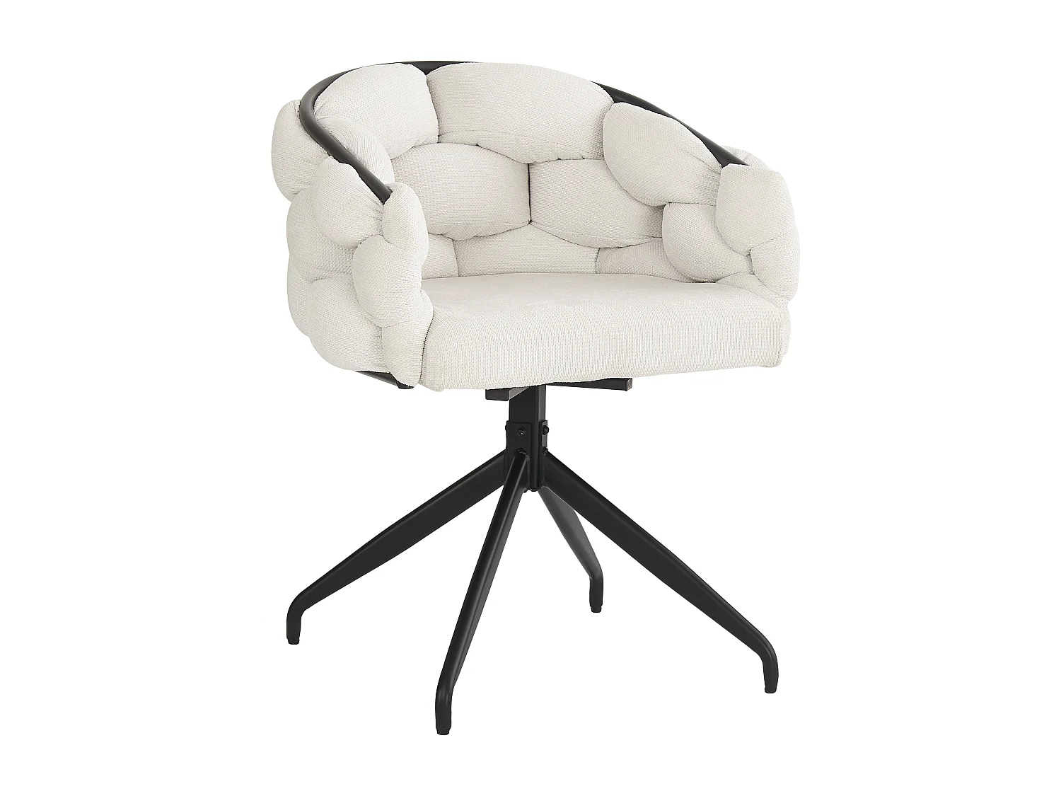 Lot de 2 chaises pivotantes 360°, dossier ergonomique, pieds antidérapants, velours et métal beige
