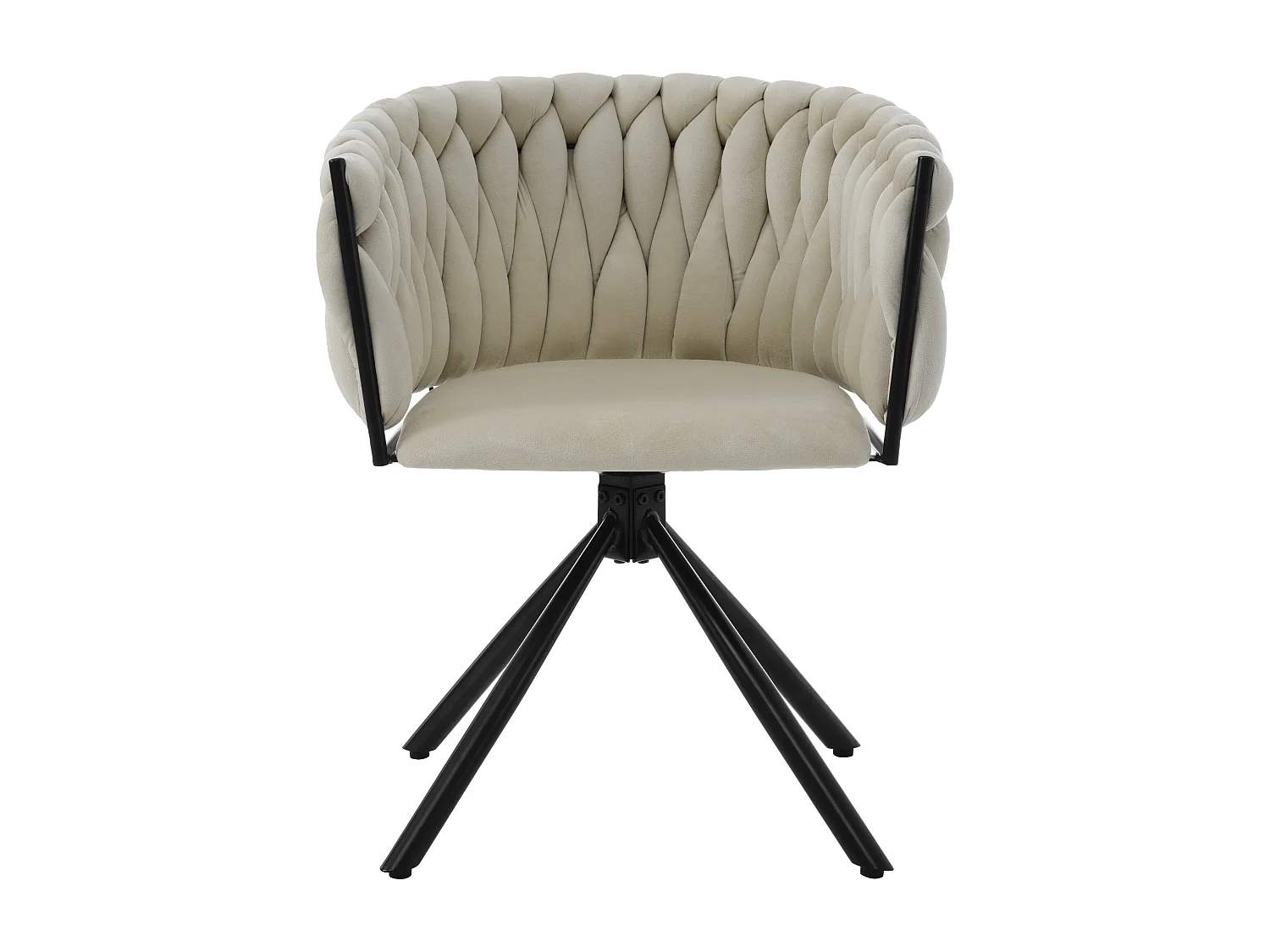 Lot de 2 chaises de salle à manger pivotantes 360°, dossier ergonomique, velours beige, pieds en métal