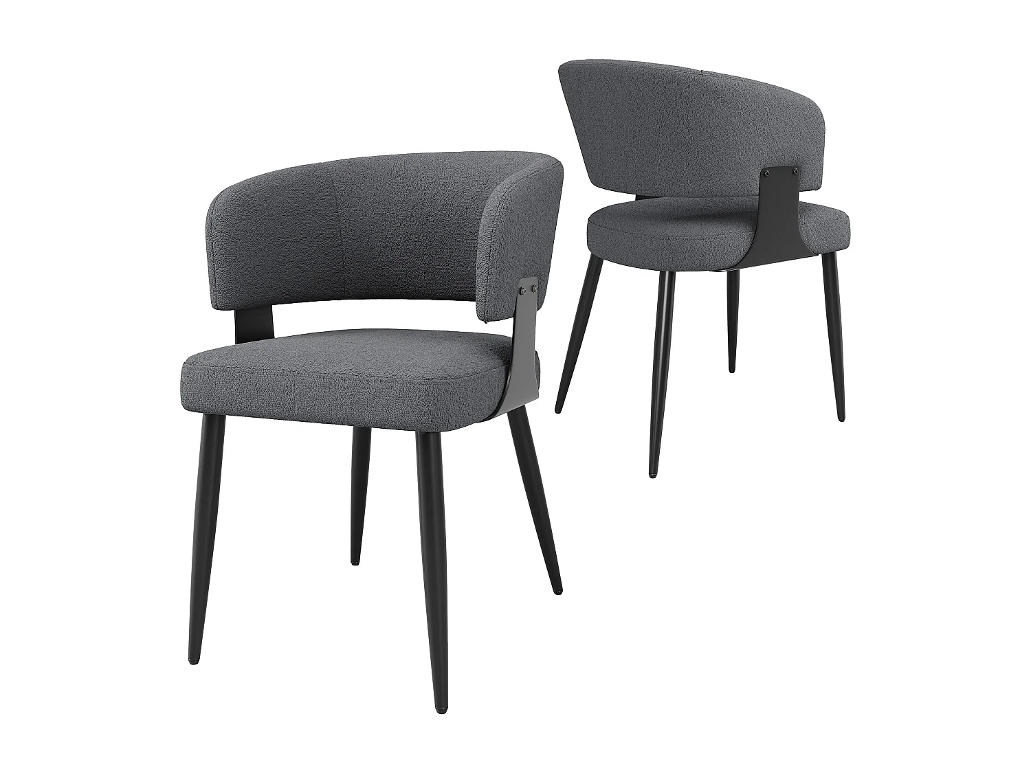 Lot de 2 chaises avec dossier rembourré et accoudoirs - pieds de chaise réglables - laine d'agneau - gris