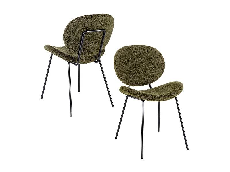 Chaises de salle à manger design en tissu bouclette (lot de 2) - KIM
