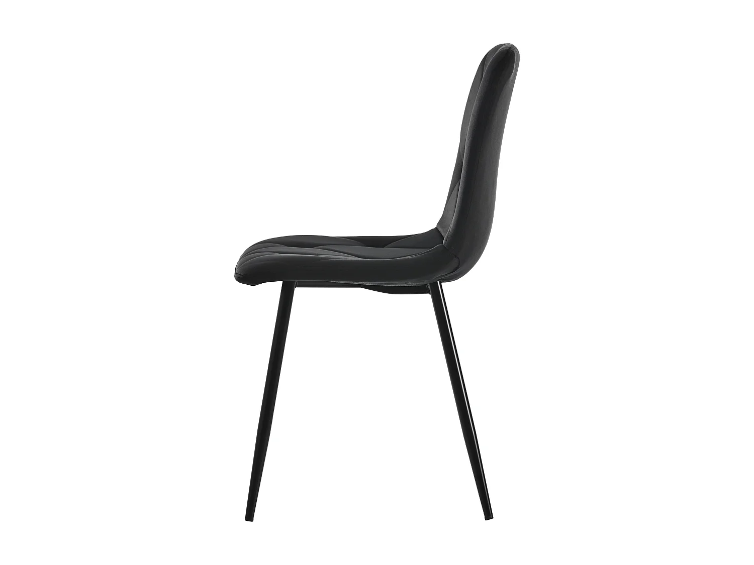 Lot de 4 chaises de salle à manger, dossier avec motif chevrons, pieds en métal, velours noir