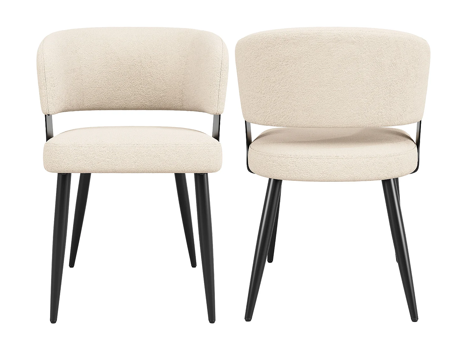 Lot de 2 chaises avec dossier rembourré et accoudoirs - pieds de chaise réglables - laine d'agneau - beige
