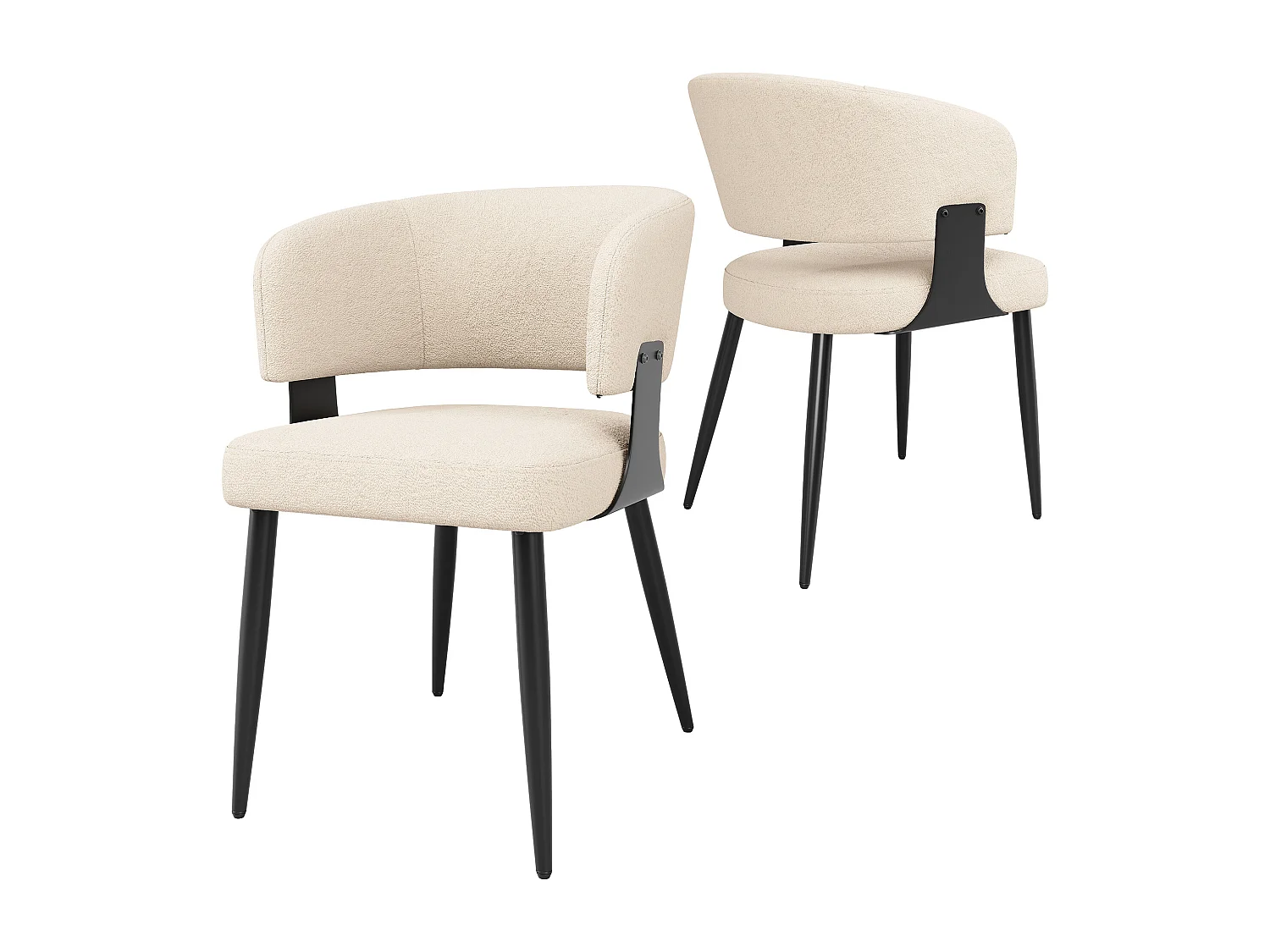 Lot de 2 chaises avec dossier rembourré et accoudoirs - pieds de chaise réglables - laine d'agneau - beige