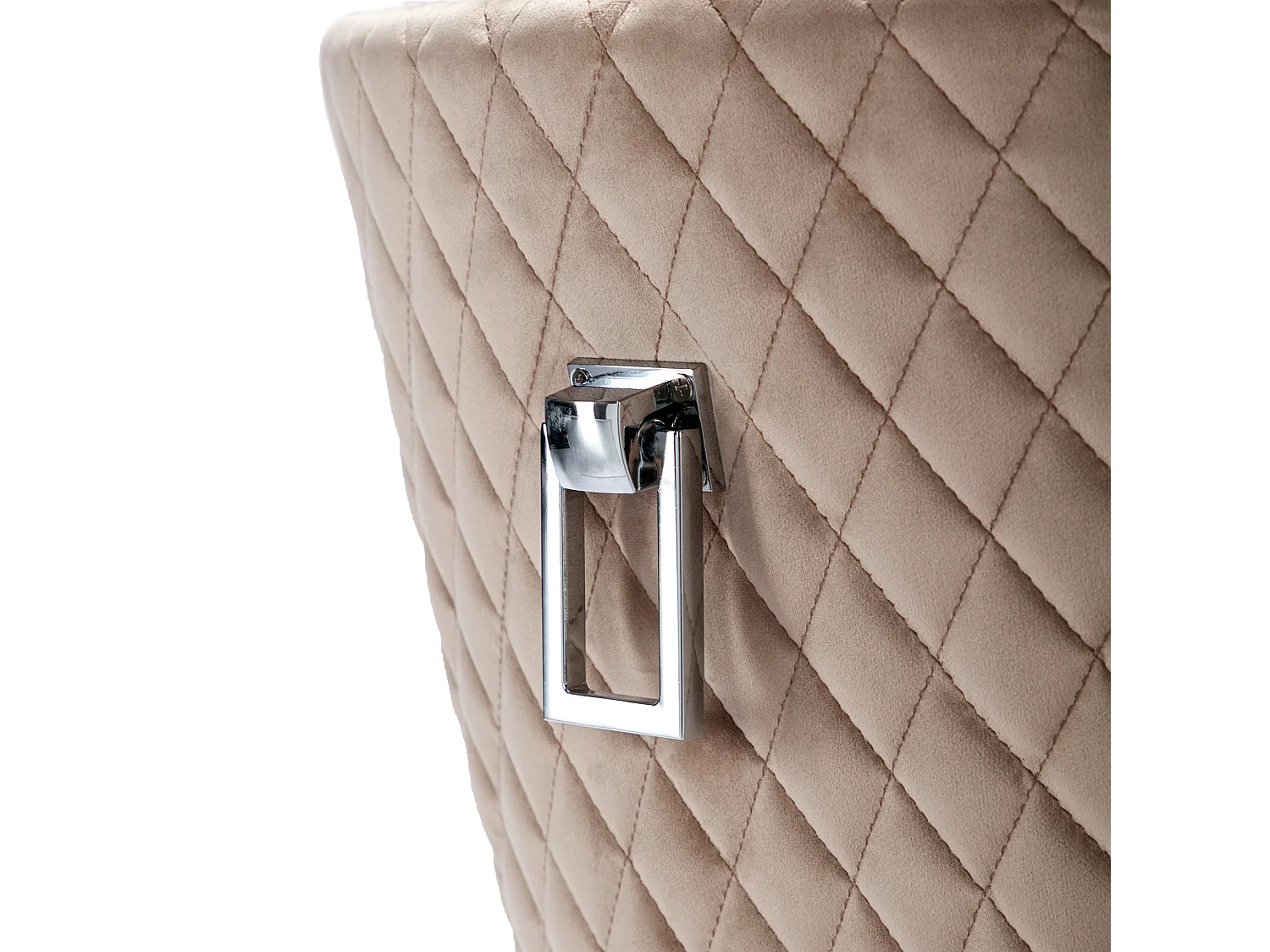 Lot de 2 chaises à manger en velours avec dossier rembourré - pieds en métal argenté - beige