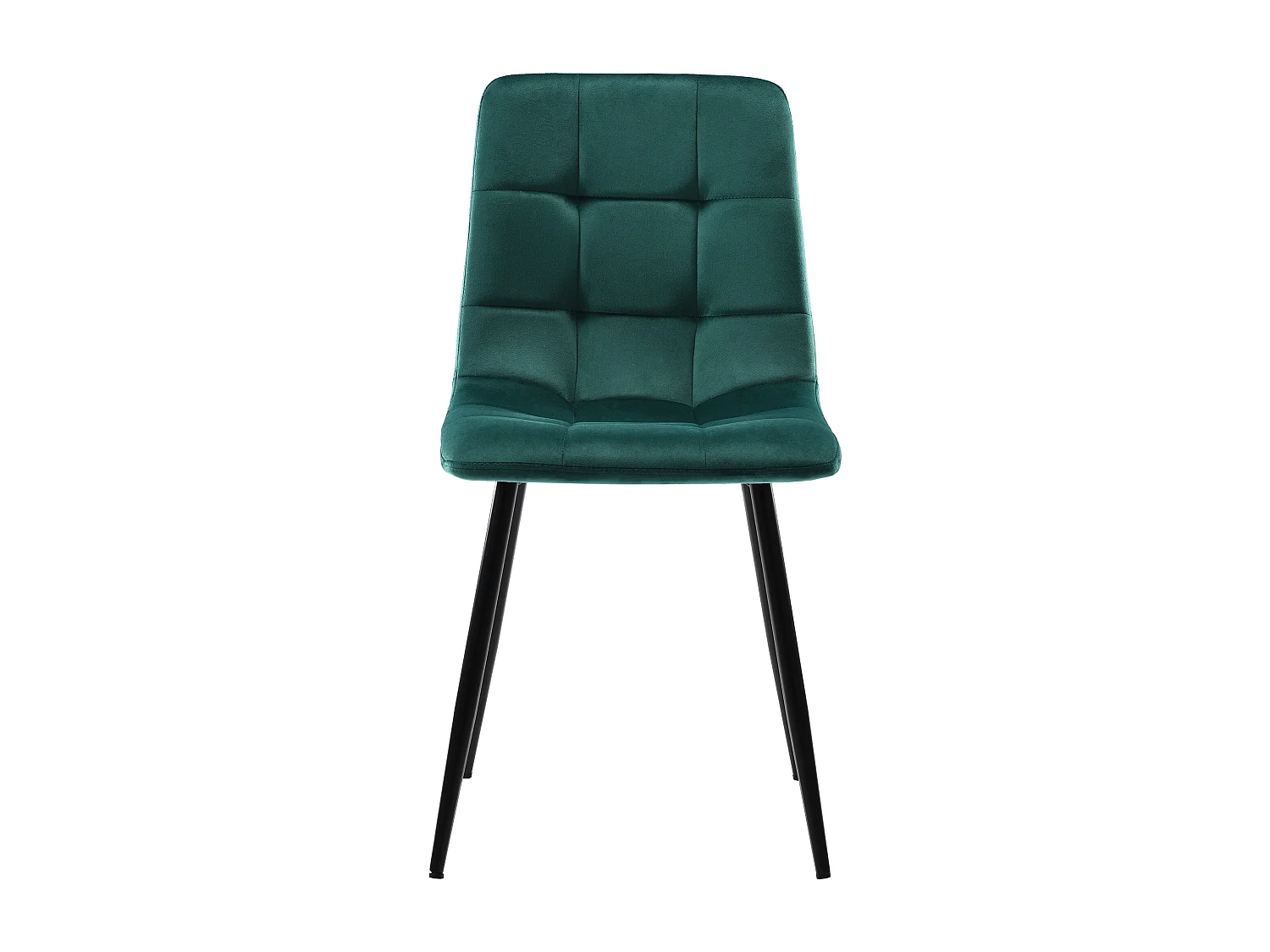 Lot de 4 chaises de salle à manger en velours vert avec dossier capitonné, rembourrage en mousse, pieds en métal