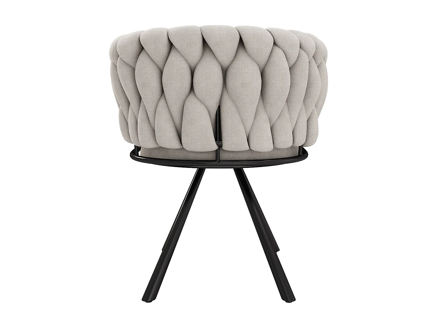 Lot de 2 chaises en lin avec accoudoirs et dossier 360° rotatif- pieds en métal noir - beige