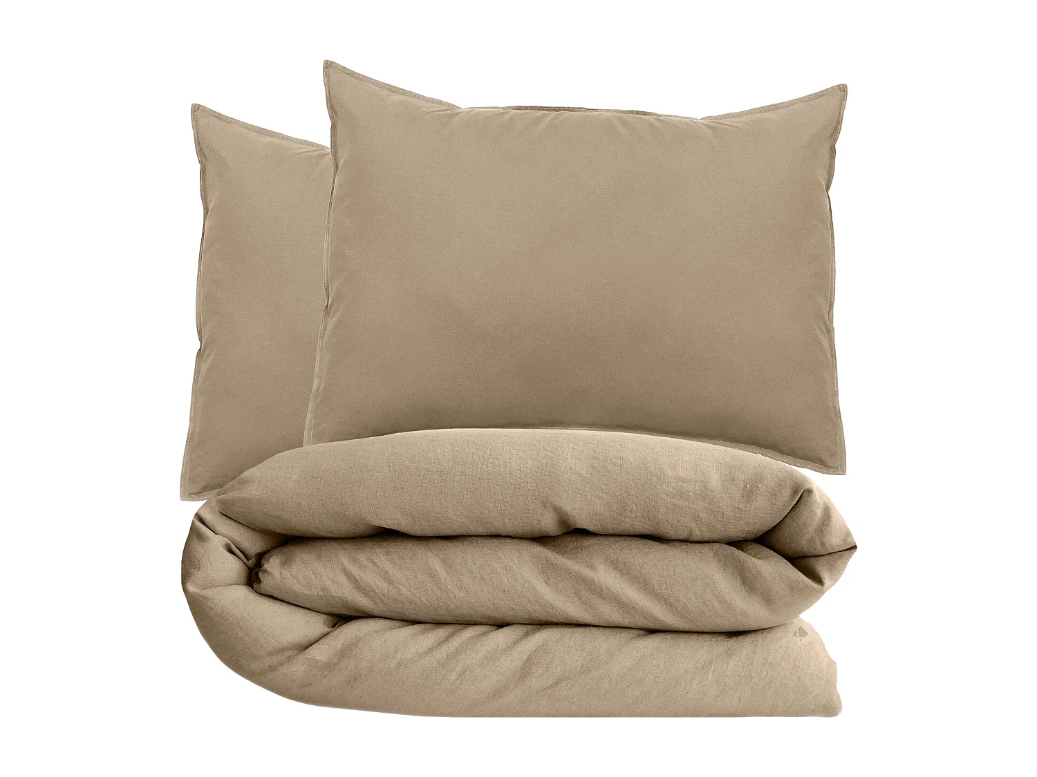 Parure de lit 240x220 cm et 50x70 cm collection OPERA marron camel 3 pièces