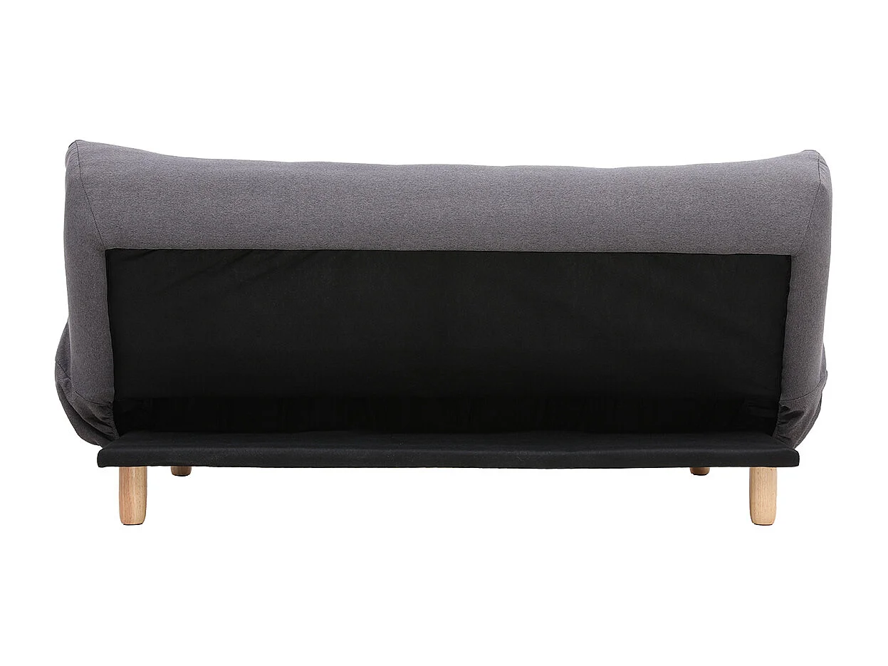 Canapé convertible scandinave 3 places en tissu gris foncé et bois clair YUMI