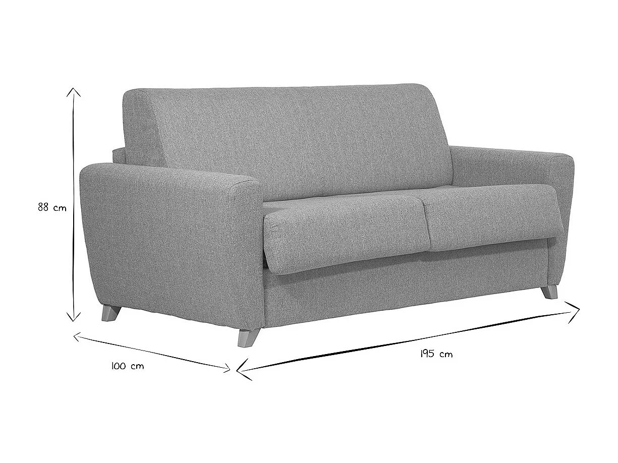 Sofá convertible nórdico gris claro y madera GRAHAM