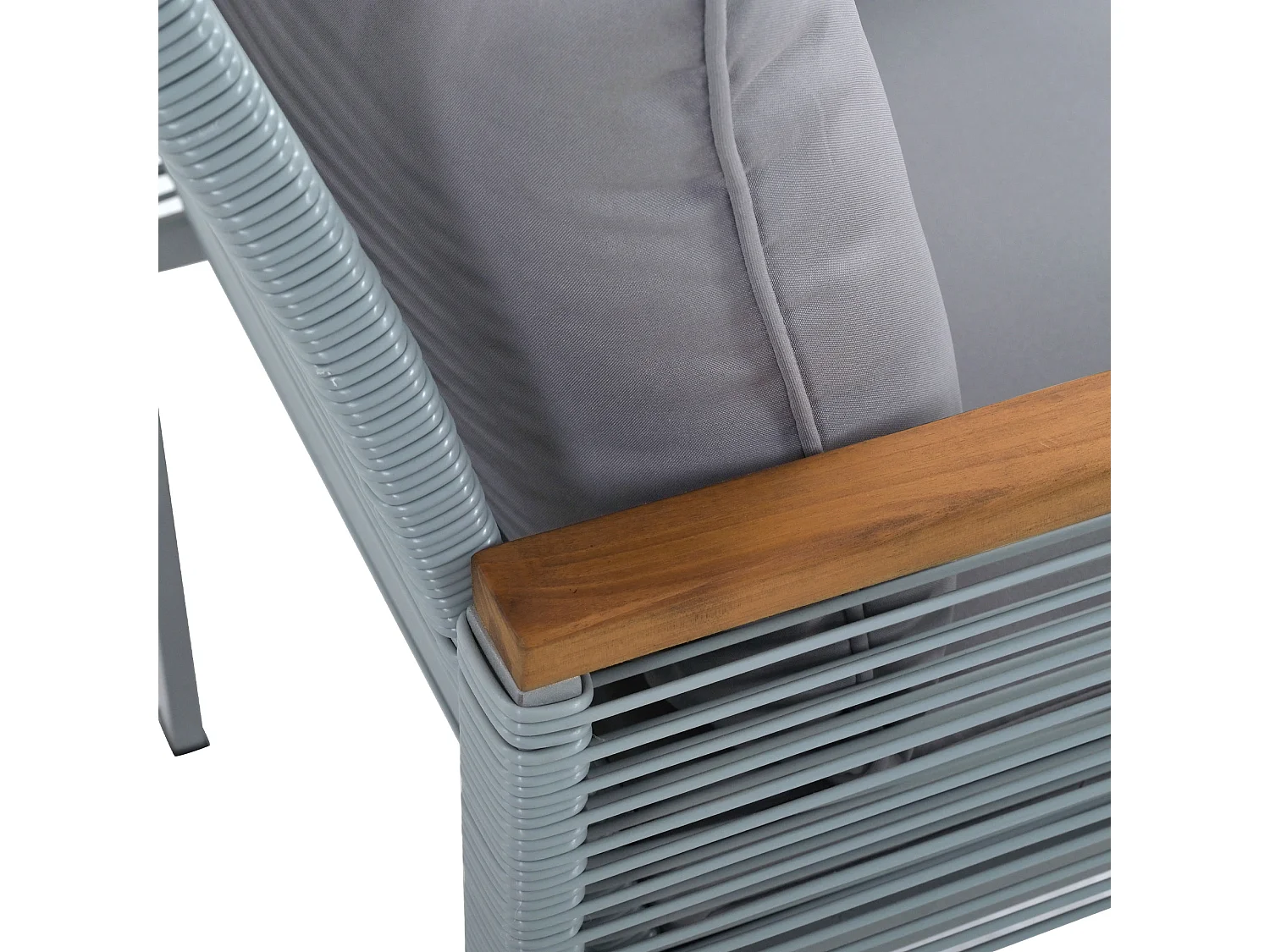 Salon de jardin acier un canapé 2 places 2 fauteuils et une table basse - gris