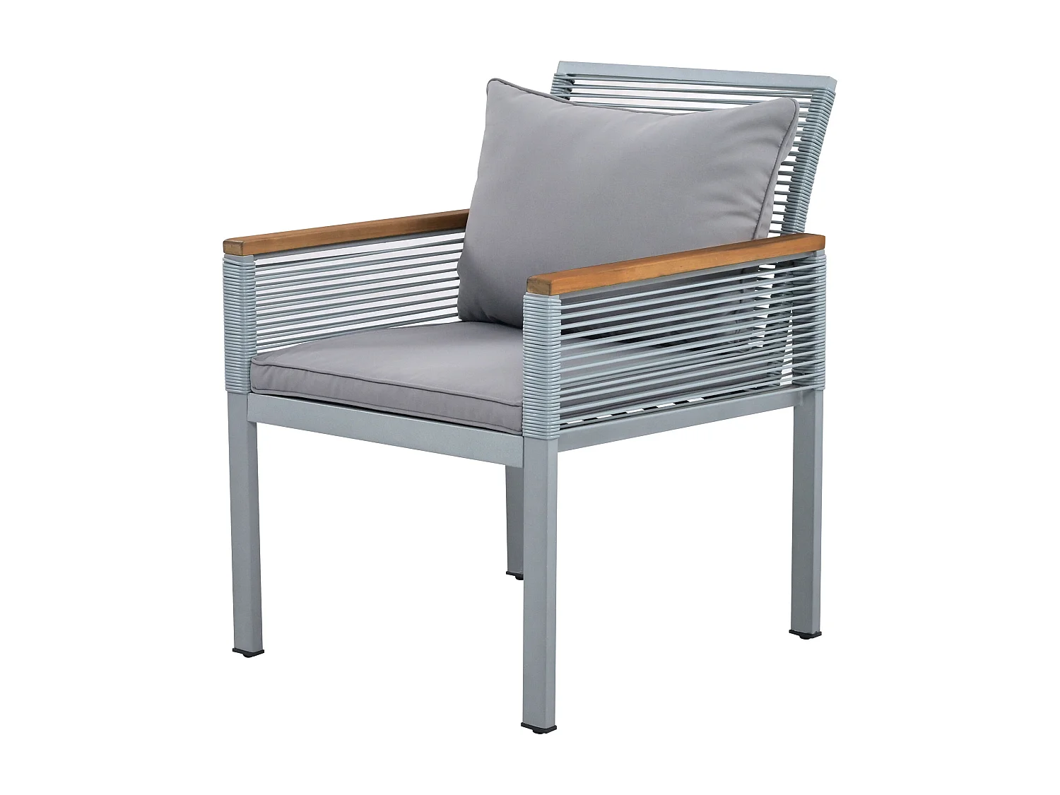 Salon de jardin acier un canapé 2 places 2 fauteuils et une table basse - gris