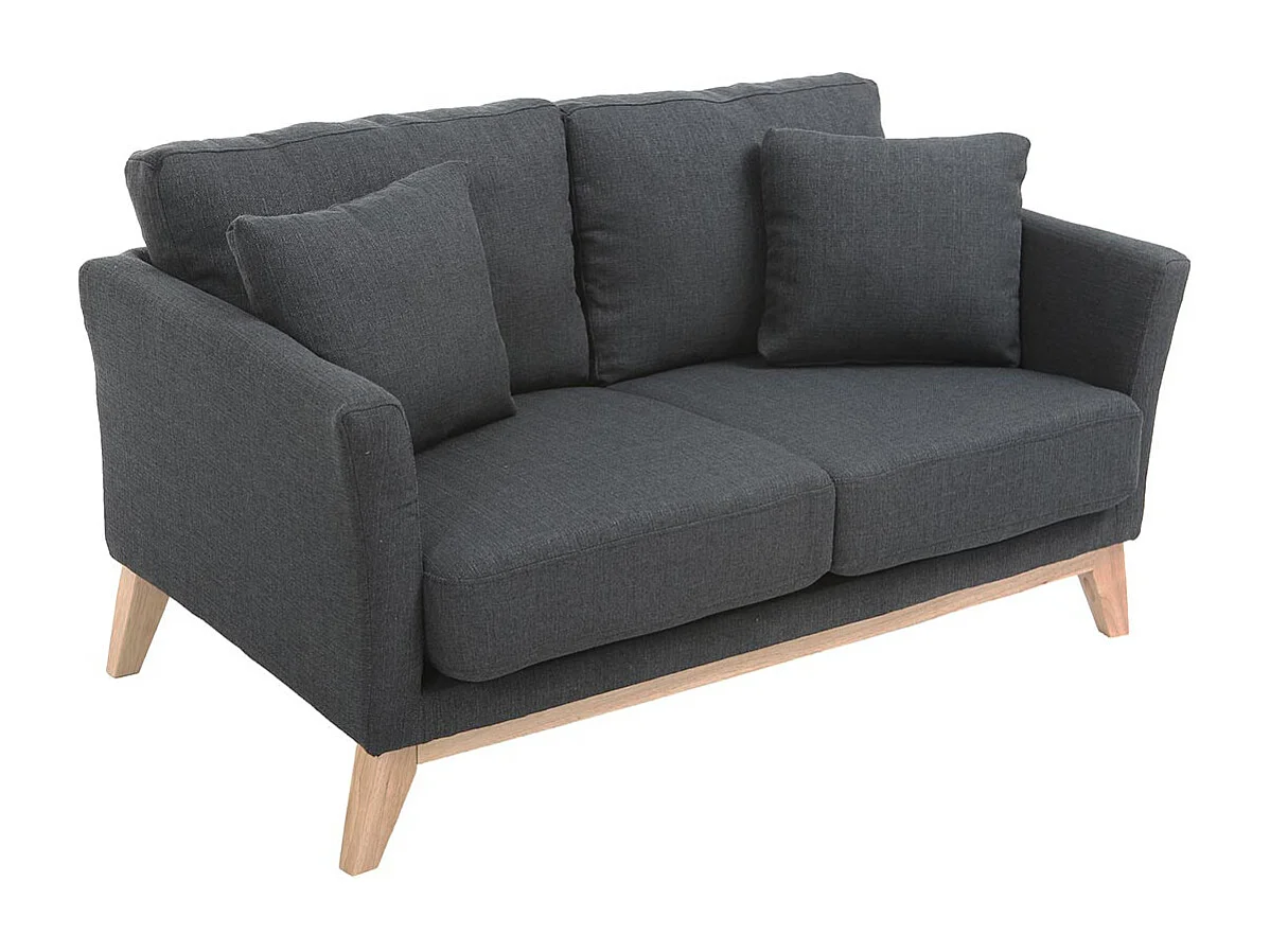 Sofa skandinavisch 2 Plätze Dunkelgrau und helle Holzbeine OSLO