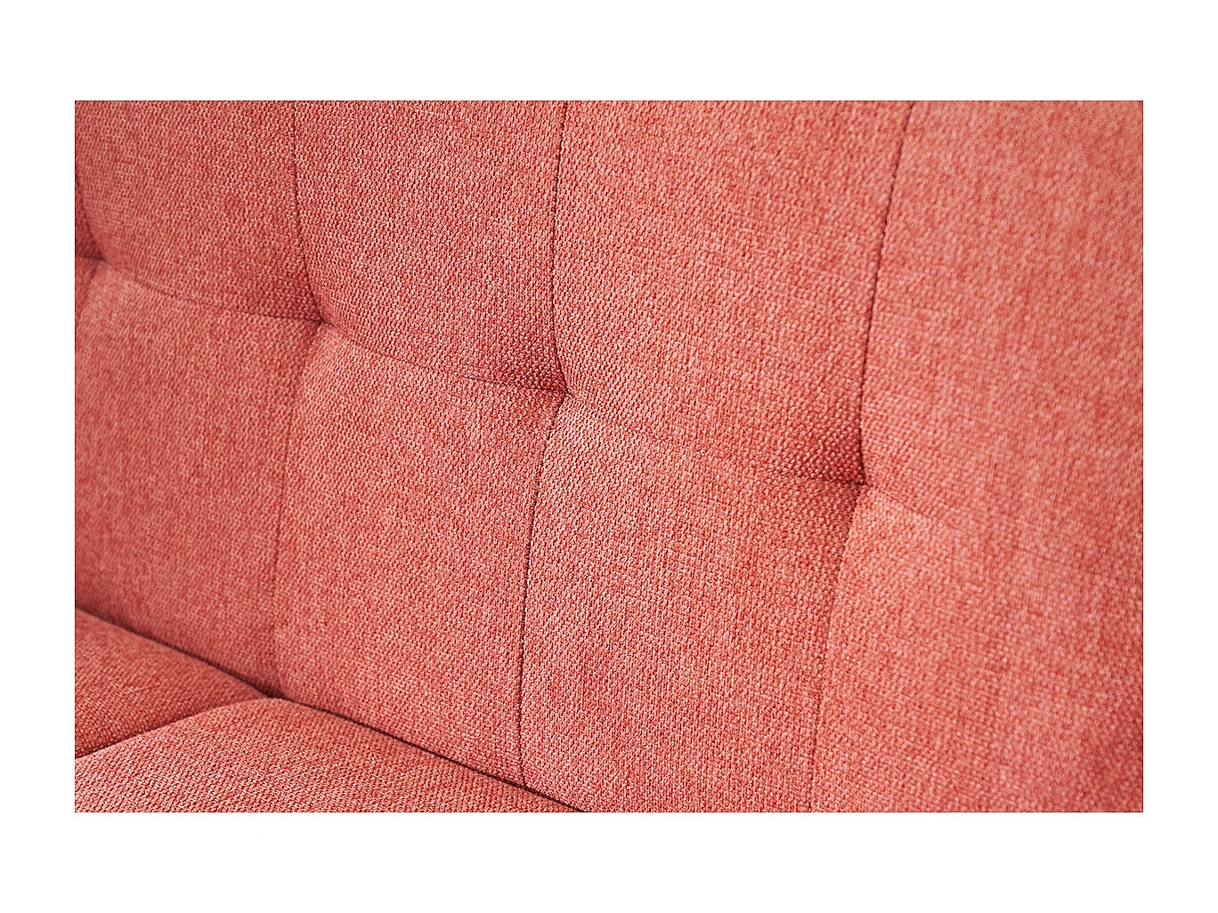 Sofá nórdico 2 plazas de tejido efecto aterciopelado texturizado terracota y madera clara MOON