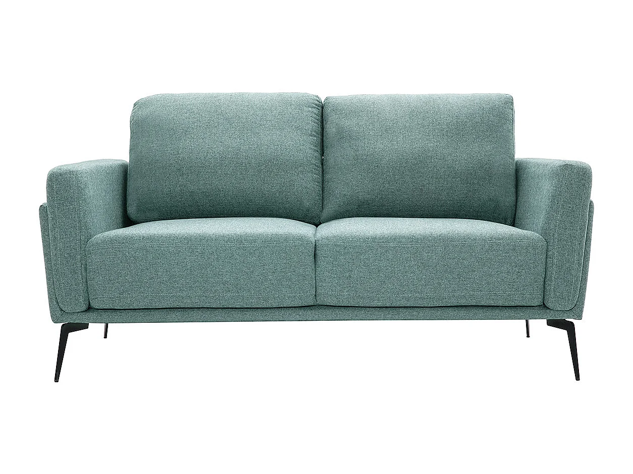 Divano design 2 posti in tessuto effetto velluto testurizzato grigio-verde e metallo nero MOSCO