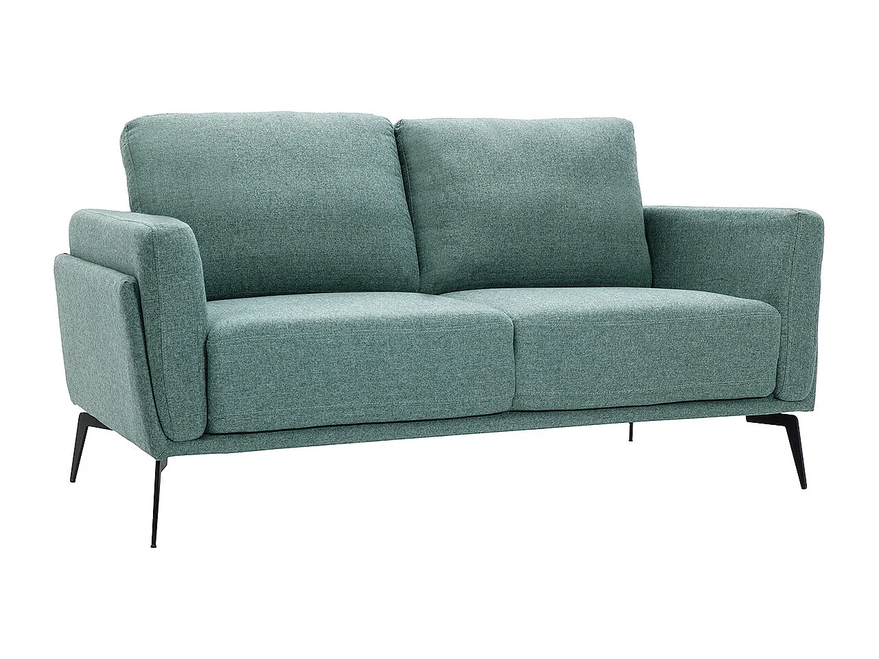 Divano design 2 posti in tessuto effetto velluto testurizzato grigio-verde e metallo nero MOSCO