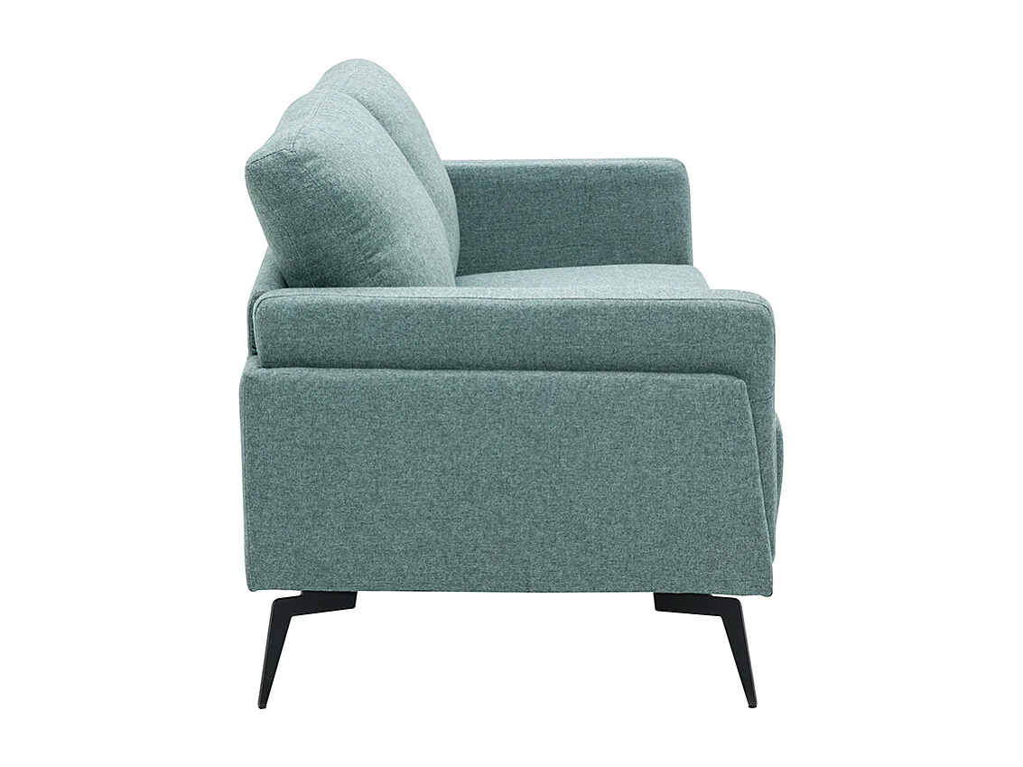 Divano design 2 posti in tessuto effetto velluto testurizzato grigio-verde e metallo nero MOSCO