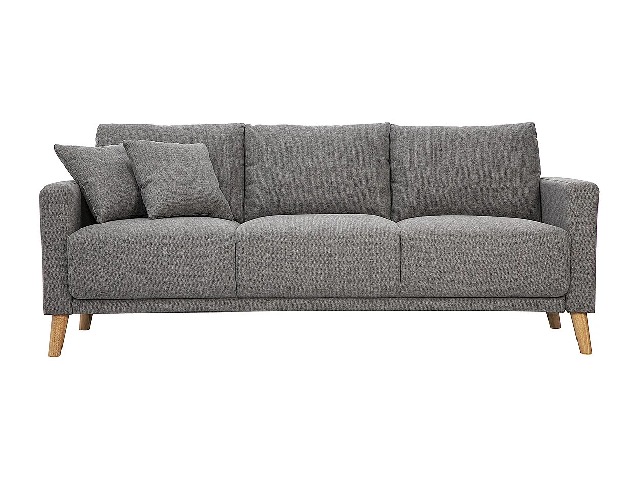 Canapé 3 places en tissu gris et bois clair MUNIK