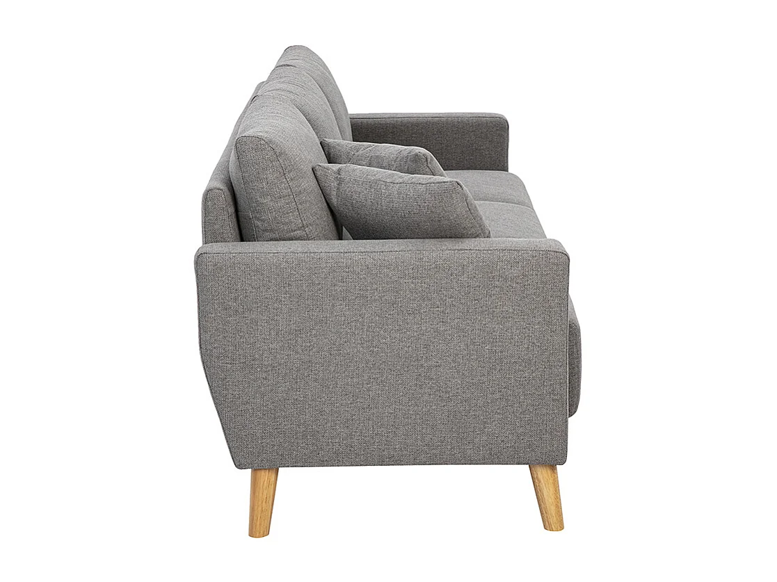 Canapé 3 places en tissu gris et bois clair MUNIK