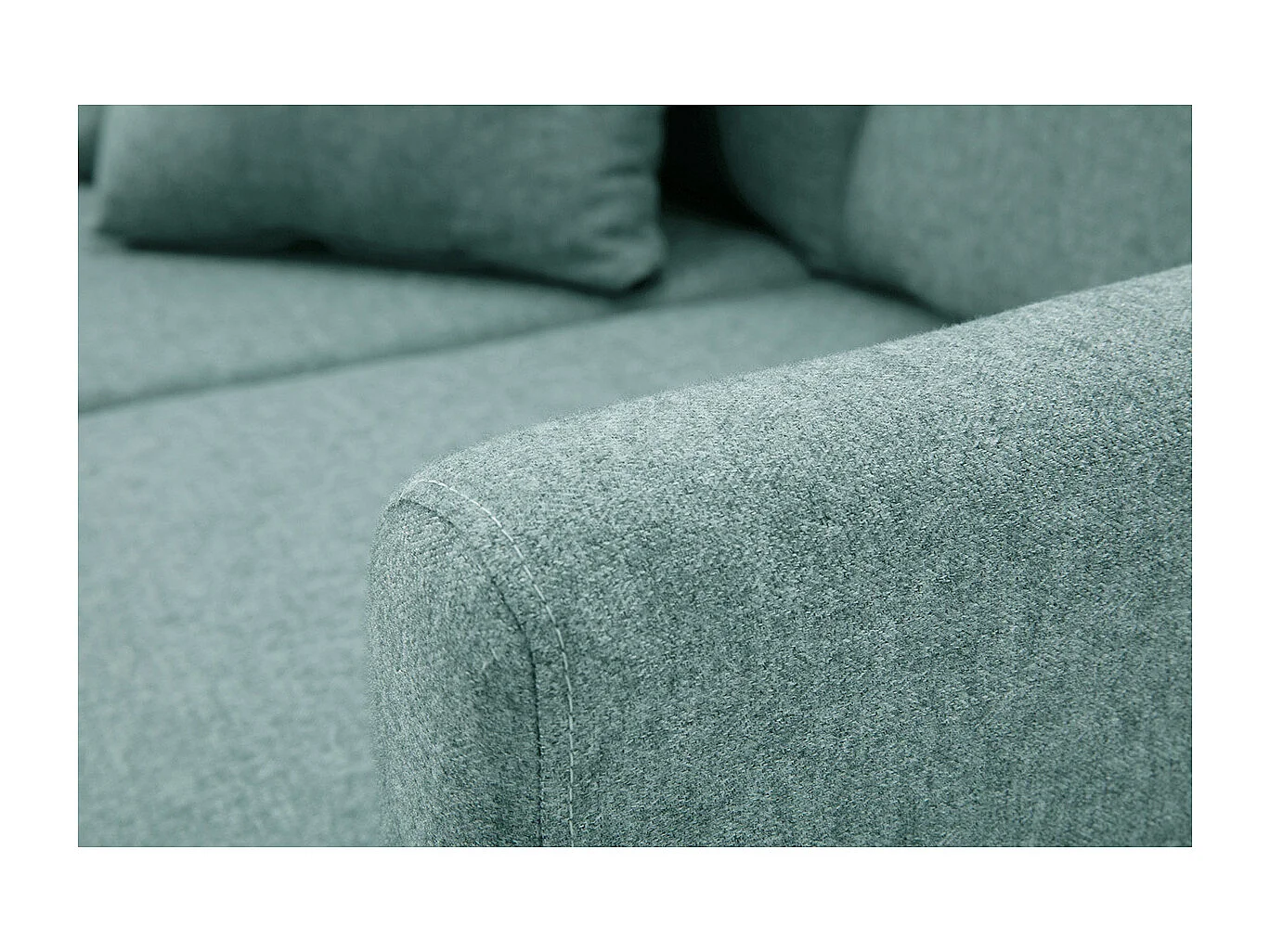 Skandinavisches Sofa aus graugrünem Stoff mit Samteffekt und hellem Holz 2-Sitzer OSLO