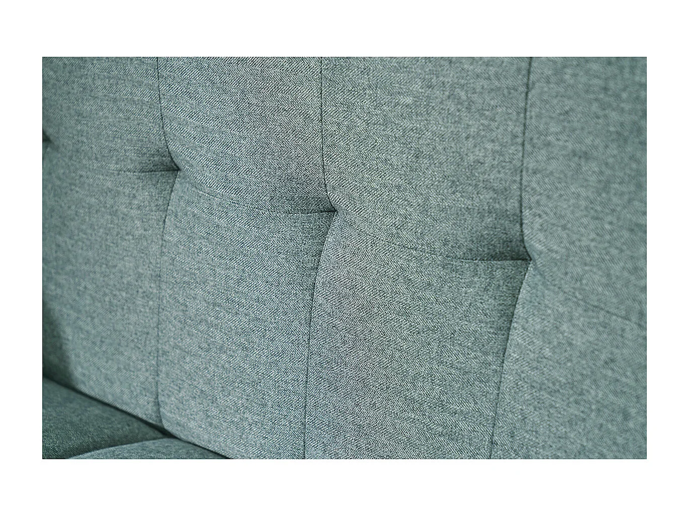 Sofá nórdico 2 plazas de tela verde grisáceo y madera clara MOON