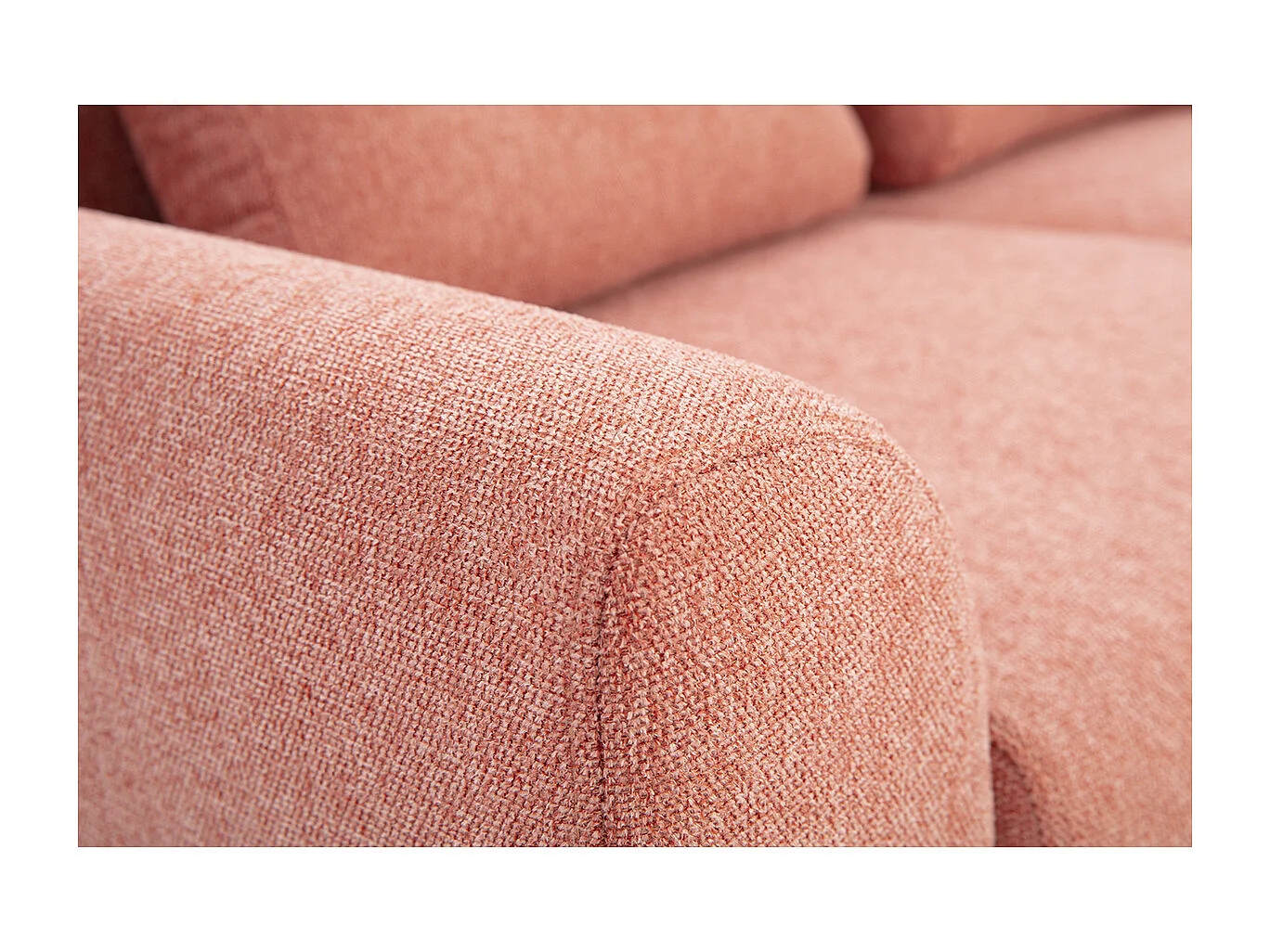 Divano scandinavo a due posti in tessuto effetto velluto testurizzato terracotta e legno chiaro EKTOR