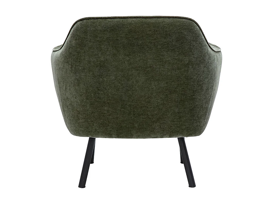 Design-Sessel in Khaki-grünem Samteffekt-Stoff und schwarzem Metall LAURENS