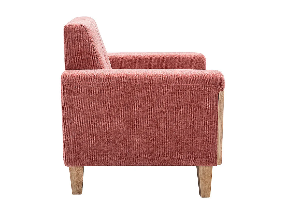 Fauteuil scandinave en tissu terracotta et bois clair FJORD