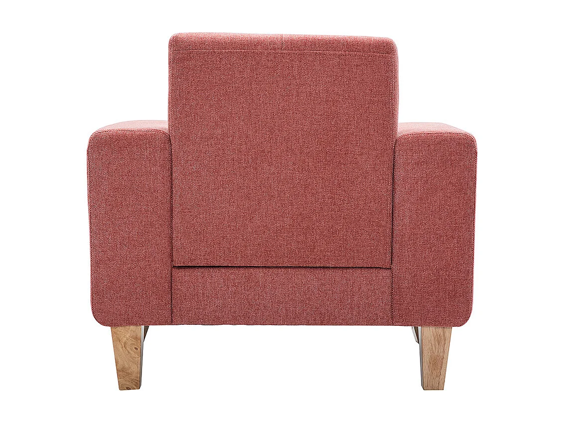 Fauteuil scandinave en tissu terracotta et bois clair FJORD